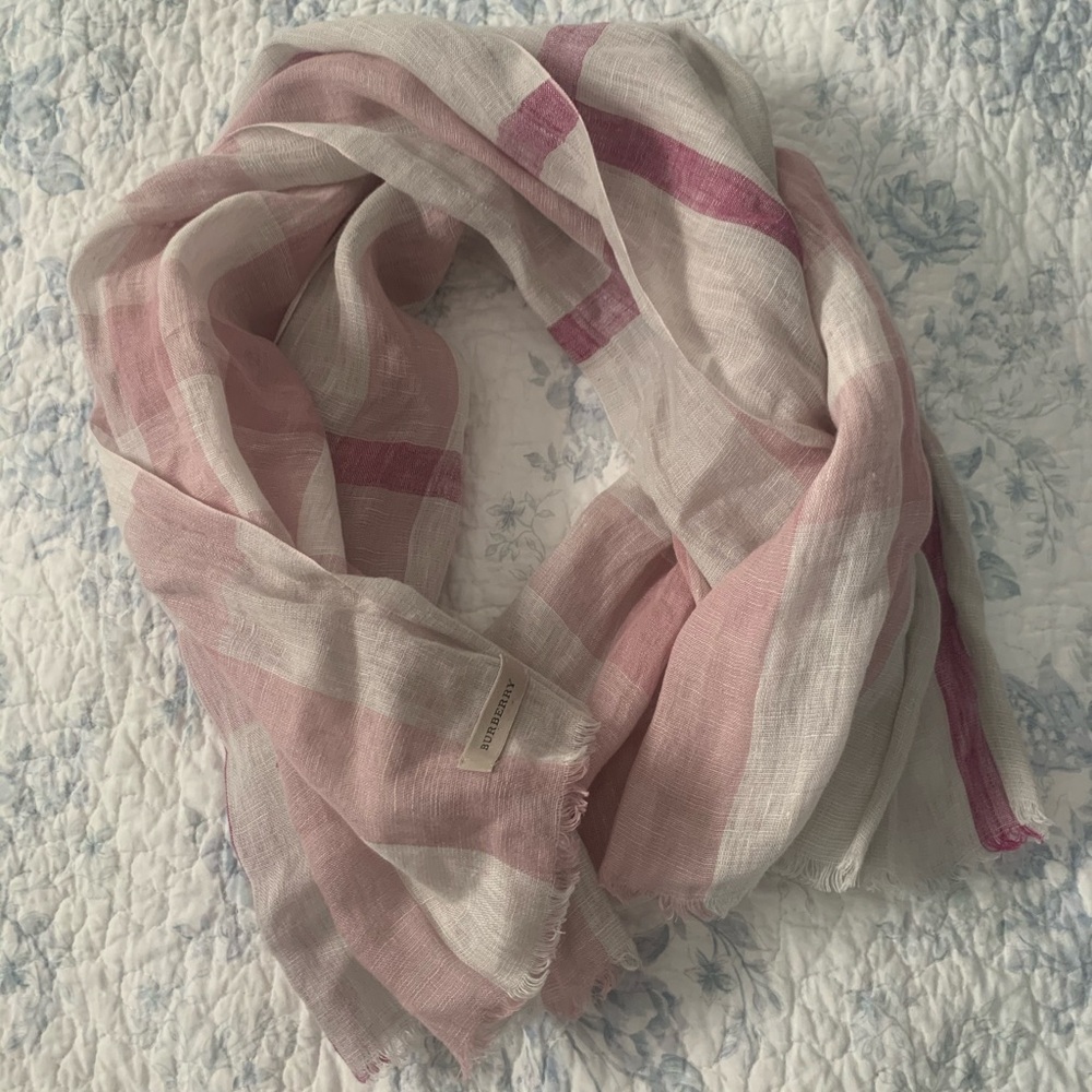 Burberry pink linen scarf wrap